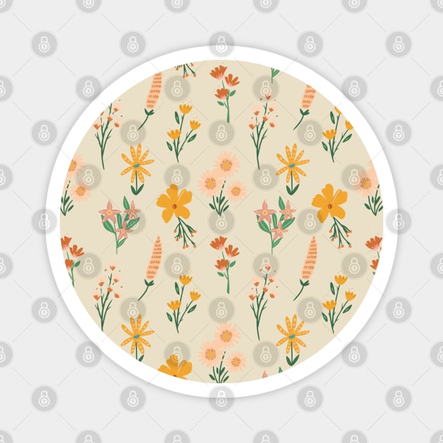 Orange Floral Pattern Magnet by ilustraLiza